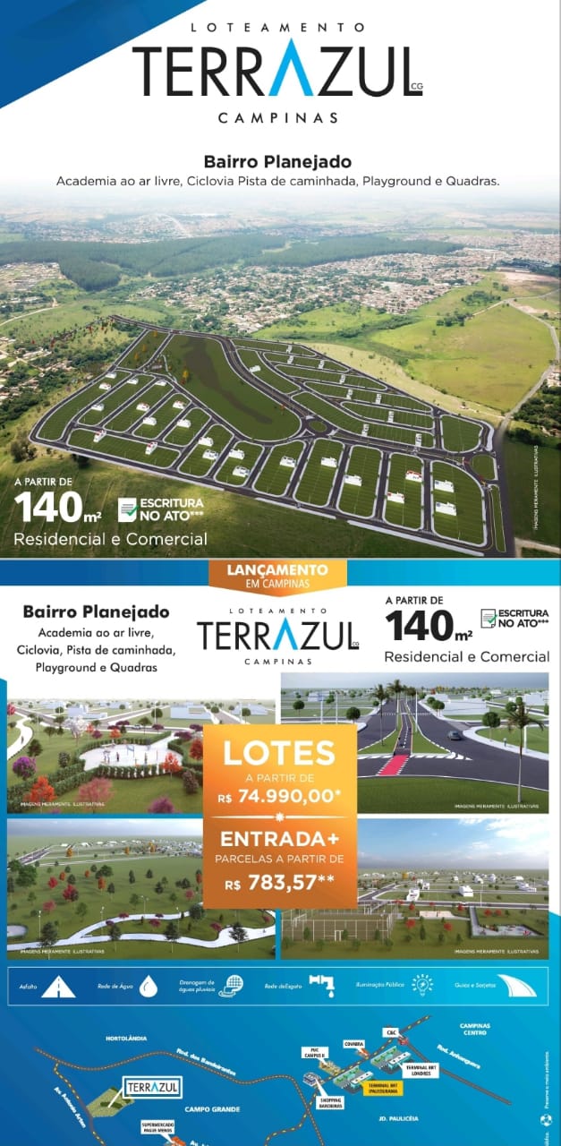 Lançamento Loteamento Terra Azul, Terrenos a Partir de 130m2